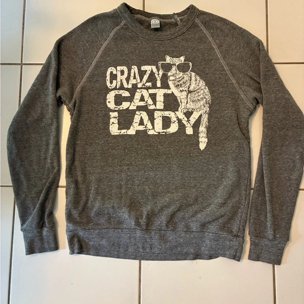 Gray Crazy Cat Lady Sweatshirt - Picture 2 of 6